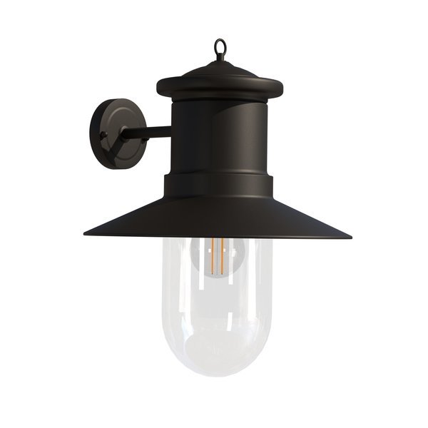 Bolta Rustic Farmhouse Style Wall Sconce, Outdoor Use, E26 Socket, Black, Clear Glass Shade, Ambiate, Mfr#: AL10015WS
