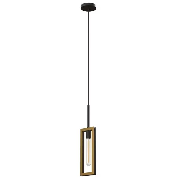 Rettan Pendant Fixture, Black w/Gold Tone Frame Design, Height Adjustable, E26, 40W Max, Dimmable, Ambiate, Mfr#: AL10018P1
