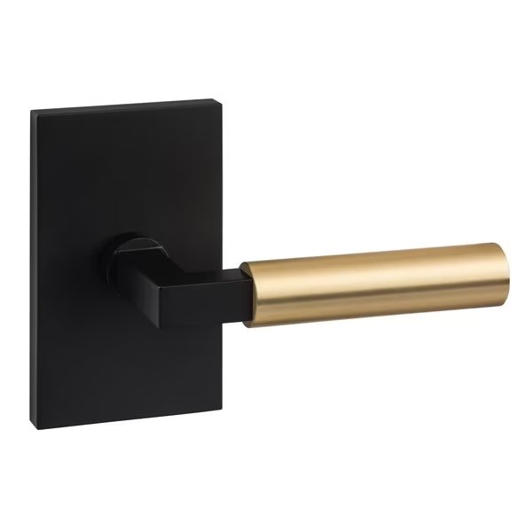 Sure-Loc Hardware Levanto Dummy Rosette, Flat Black, Smooth Grip in Satin Brass, Sure-Loc Hardware, Mfr#: LV100 FBL GRIP-SM SB