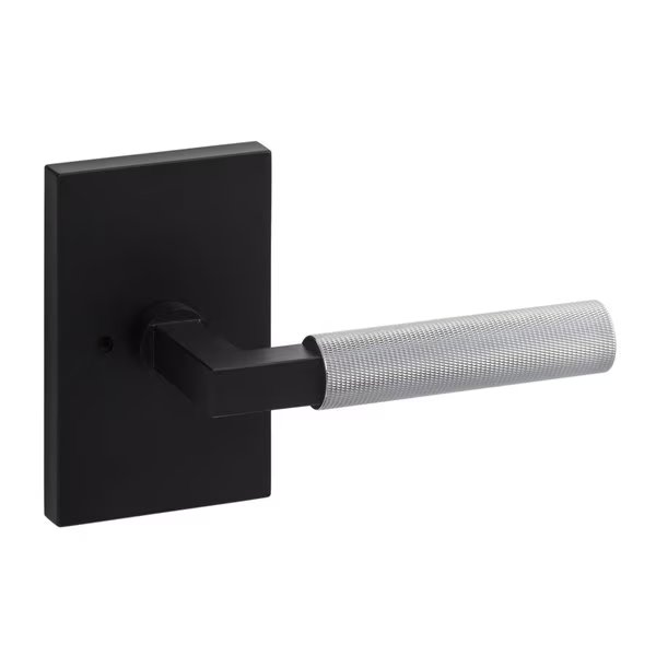 Sure-Loc Hardware Levanto Privacy Rosette, Flat Black, Knurled Grip in Polished Chrome, Sure-Loc Hardware, Mfr#: LV102 FBL GRIP-KN 26