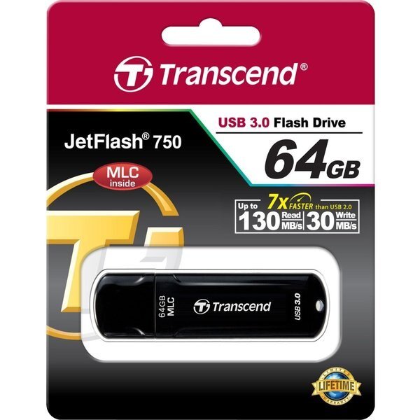 64Gb Jetflash 750, Black, Transcend Information, Mfr#: TS64GJF750K