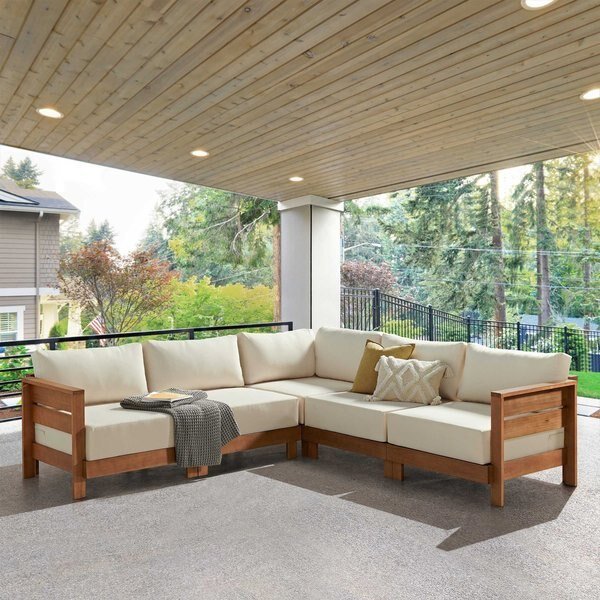 Barton Weather-Resistant Outdoor Sectional with Stain-Resistant Cushions, Alaterre Furniture, Mfr#: 80-OUTD-WD-SECT