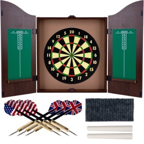 Toy Time Dartboard Cabinet Set, Self-Healing Dart Game, Protective Case with 6 Steel Tip Darts, Toy Time, Mfr#: 112686UEJ