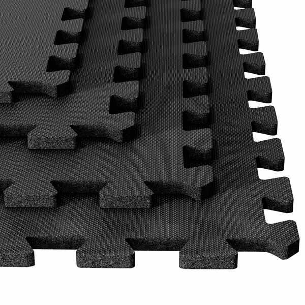 EVA Foam Mat Tiles, 16 SQ FT Interlocking Padding for Garage, Playroom, Gym Flooring Black, 4PK, Stalwart, Mfr#: 75-6402