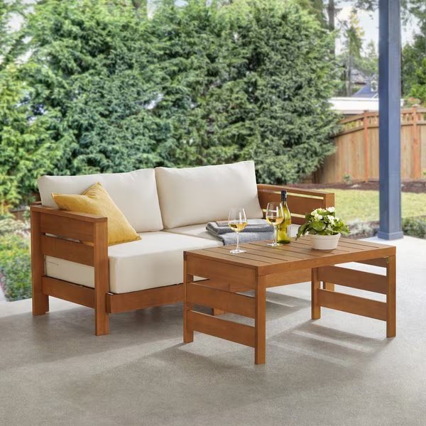 Barton Weather-Resistant Set of 2 Outdoor Patio Furniture Set, 2-Seat Outdoor Couch, Coffee Table, Alaterre Furniture, Mfr#: 80-OUTD-WD-2SOFA-S1