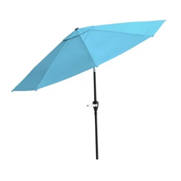 Patio Umbrella with Easy Crank and Auto Tilt | Outdoor Use for Deck, Porch, Backyard |10-foot (Blue), Nature Spring, Mfr#: 821433MRG