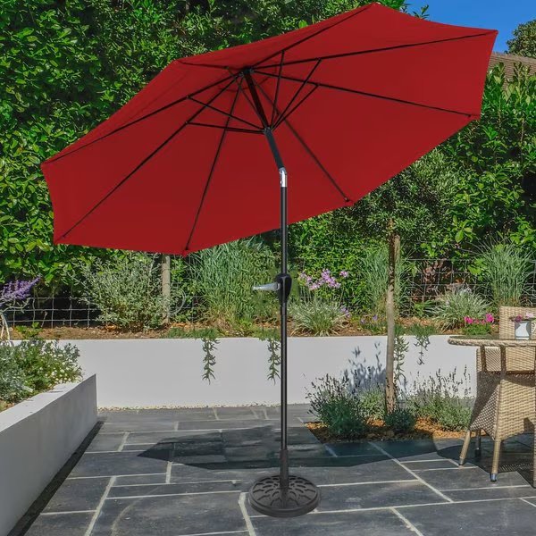 10-Foot Outdoor Tilting Patio Umbrella and Base, Red, Pure Garden, Mfr#: 50-100-RB