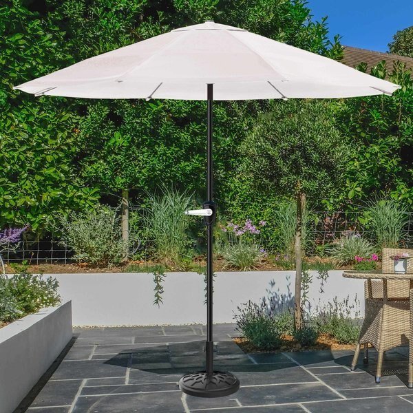 9-Foot Outdoor Patio Umbrella with Base, Tan, Pure Garden, Mfr#: 50-101-TBB