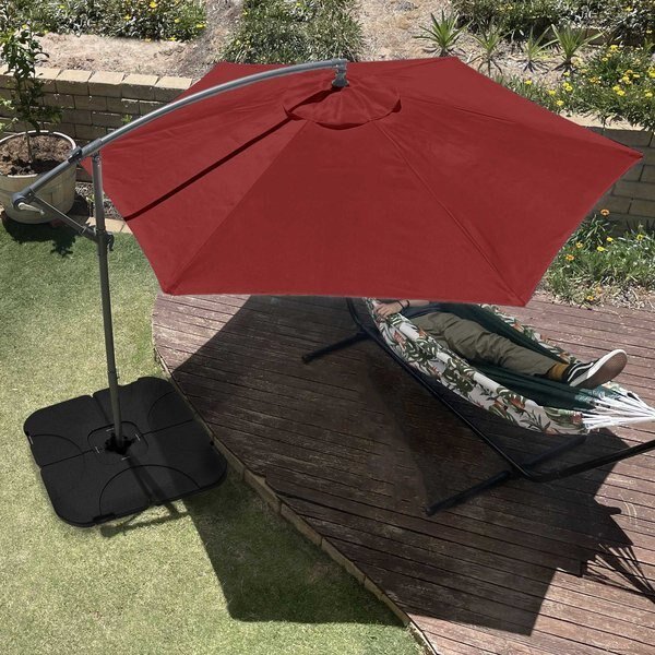 10-Foot Offset Patio Umbrella with Square Base, Red, Pure Garden, Mfr#: 50-102-RB