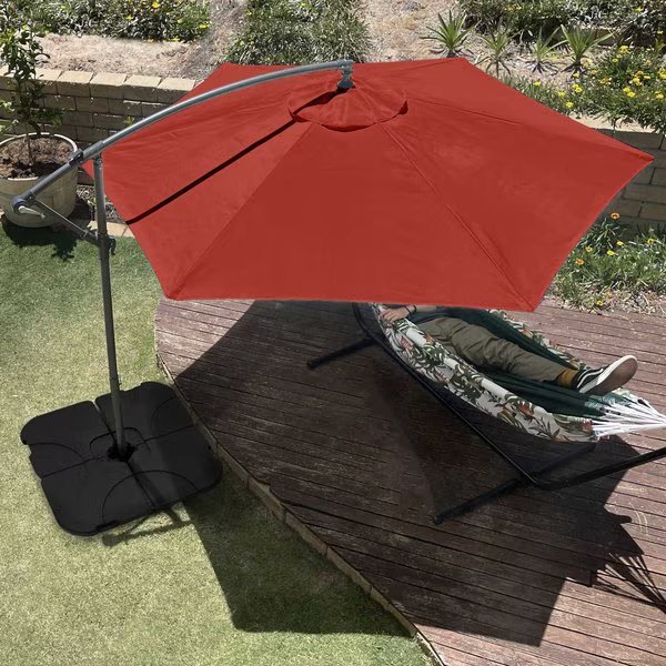10-Foot Offset Patio Umbrella with Square Base, Orange, Pure Garden, Mfr#: 50-102-TCB
