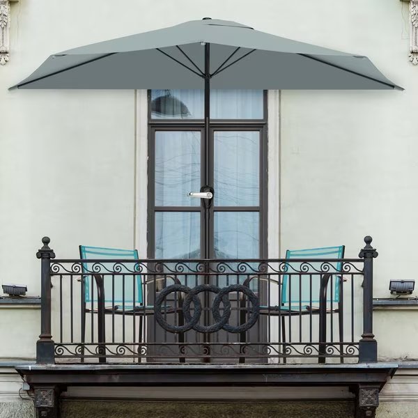 9ft Half Umbrella with Base, Dusty Green, Pure Garden, Mfr#: 50-LG1045