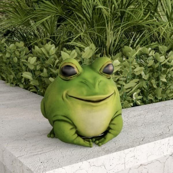 Frog Statue, Resin Chubby Animal Figurine for Outdoor Lawn and Garden Décor, Flower Beds, Backyards, Nature Spring, Mfr#: 701621GRM