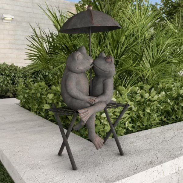 Frog Couple Statue Resin Romantic Animal Figurine for Outdoor Lawn and Garden Décor, Flower Beds, Nature Spring, Mfr#: 305339FNN