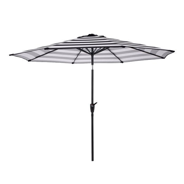 Striped Patio Umbrella, 9 Ft Sun Shade, Push Button Tilt for Outdoor Furniture, Deck or Backyard, Pure Garden, Mfr#: 50-LG1273