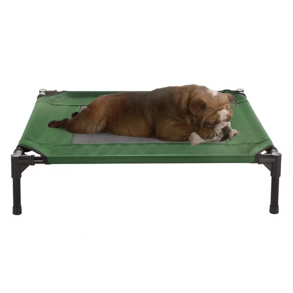 Elevated Portable Pet Bed Cot-Style 30”x24”x7” for Dogs and Small Pets | Indoor/Outdoor (Green), Pet Adobe, Mfr#: 588609JJG