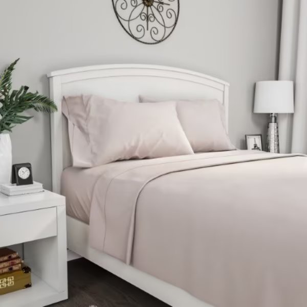 Brushed Microfiber 3-piece Bed Linens with Fitted, Flat Sheet, and Pillowcase (Twin, Beige), Hastings Home, Mfr#: 982769VYQ
