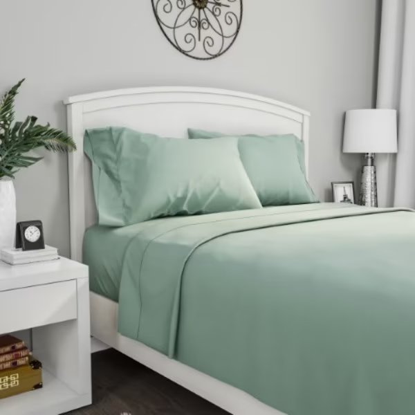 Brushed Microfiber 4-piece Bed Linens with Fitted, Flat Sheet, and 2 Pillowcases (Queen, Sage Green), Hastings Home, Mfr#: 353638PPT