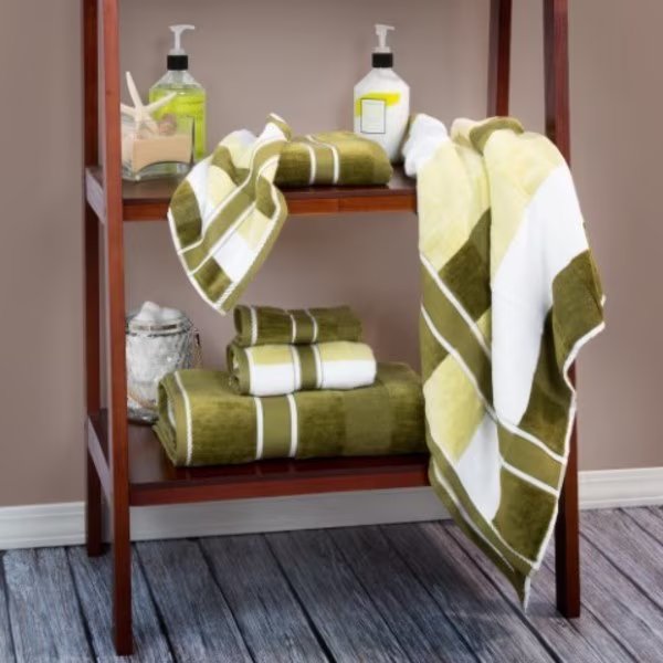 6 Piece Bathroom Towel Set | Luxurious Spa Quality |100 Percent Cotton | Machine Washable (Green), Hastings Home, Mfr#: 145399PTV
