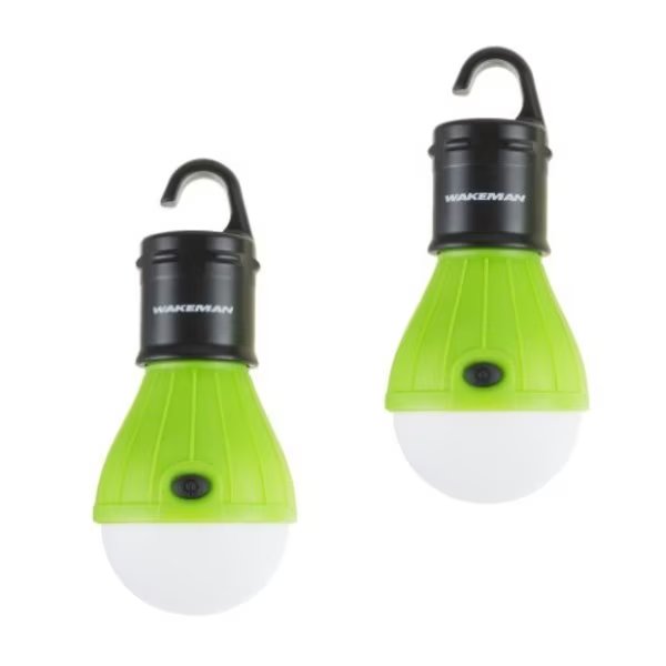 Portable LED Tent Light Bulb, 2 Pack Hanging Lights with 3 Settings and 60 Lumen (Green), Leisure Sports, Mfr#: 184069LDR