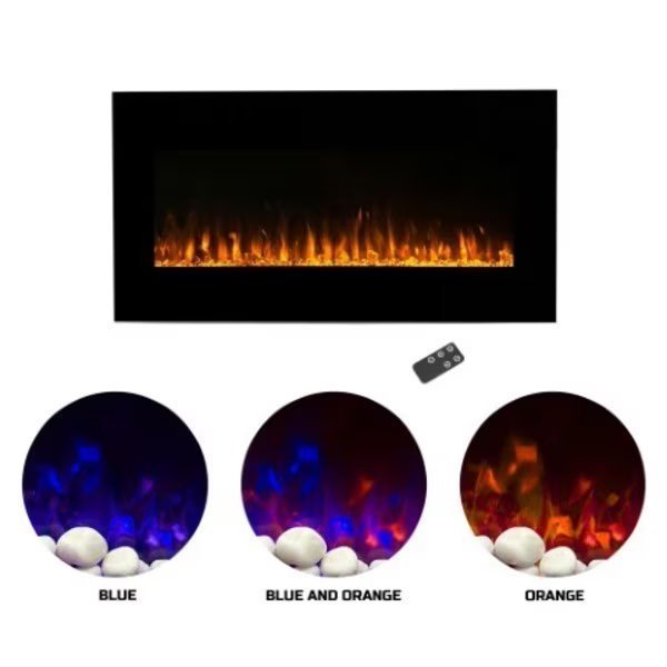 Hastings Home 42-inch Electric Fireplace, Wall Mount, Front Vent, LED Flame and Remote Control, Hastings Home, Mfr#: 910742VLZ