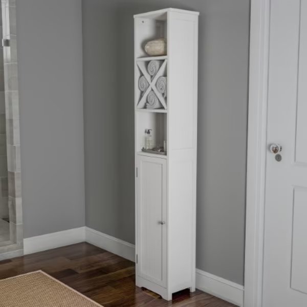 Hastings Home Bathroom Linen Cabinet - White, Hastings Home, Mfr#: 478985HIA