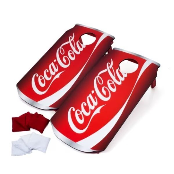 Toy Time Cornhole Bean Bag Toss Game, Coca Cola Can Shaped Wooden Boards with 8 Red / White Beanbags, Toy Time, Mfr#: 157944UER