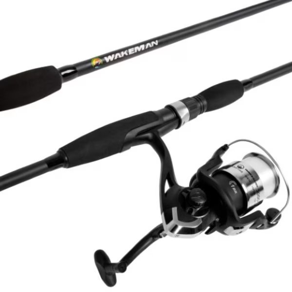 Fishing Rod and Reel Combo, Spinning Fishing Pole, Gear for Bass and Trout Fishing, Black, Leisure Sports, Mfr#: 454886AQX