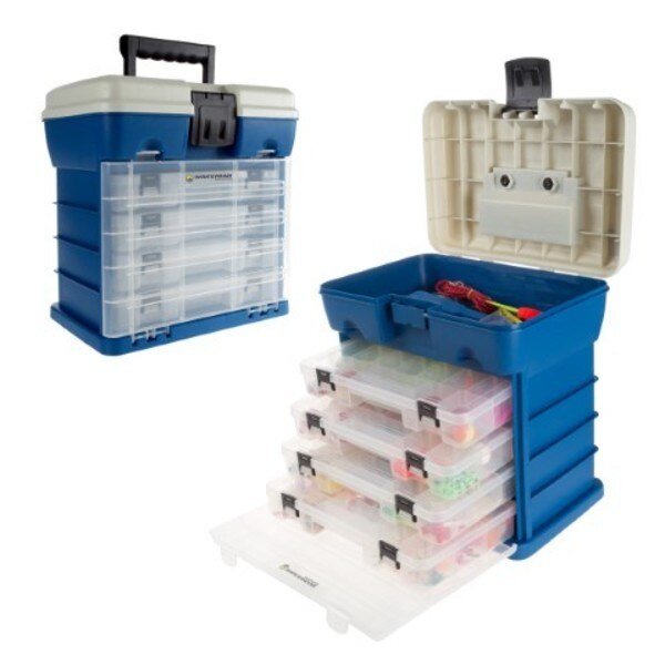 Storage and Toolbox, Durable Organizer Utility, 4 Drawers with 19 Compartments Each, Camping, Dark Blue, Leisure Sports, Mfr#: 633823FGJ