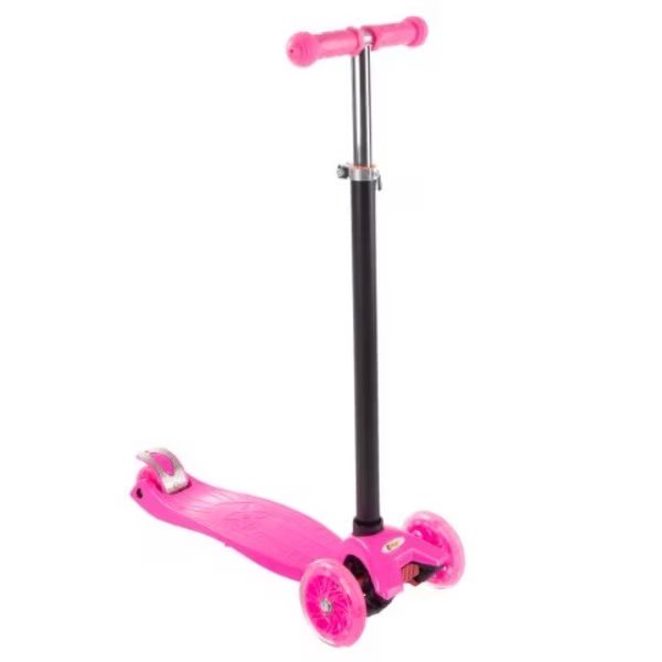 Kids Scooter with Beginner Adjustable Height Handlebar, 3 LED Light-up Wheels | Girls / Boys (Pink), Toy Time, Mfr#: 388410CDF