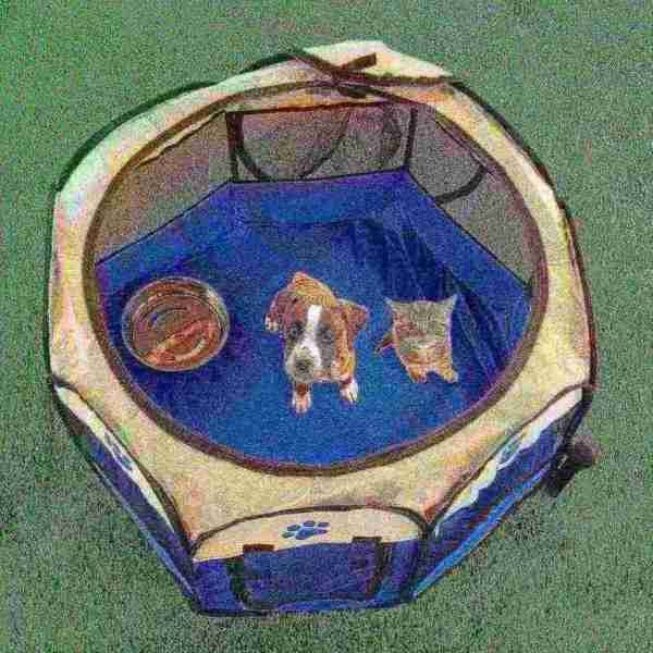 Pet Adobe Pop-Up Playpen with Carrying Case | Indoor/Outdoor 26.5"x 17"| Dogs & Cats (Blue), Pet Adobe, Mfr#: 819024AMG