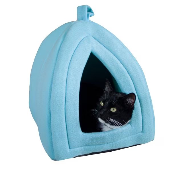Pet Adobe Plush Cuddle Cave, Igloo House to Sleep/Play, Removable Cushion for Small Dogs, Cats, Blue, Pet Adobe, Mfr#: 869751NAL