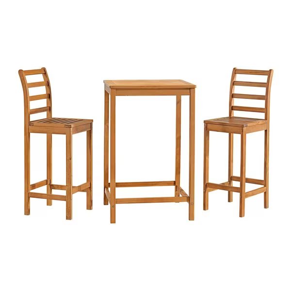 Brandon Acacia Wood Outdoor Bar Height Bistro Set, Set of 3, Alaterre Furniture, Mfr#: ANBD01ANO