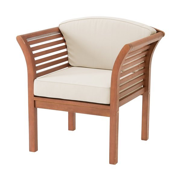 Stamford Eucalyptus Wood Outdoor Chair with Cushions, Alaterre Furniture, Mfr#: ANSF01EBO