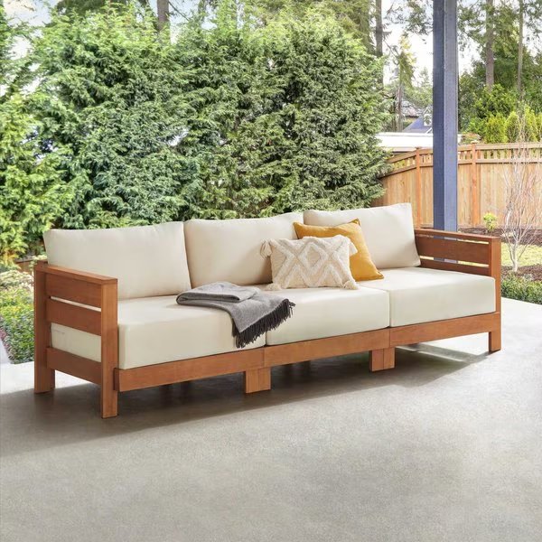 Barton Weather-Resistant 3-Person Outdoor Couch with Stain-Resistant and Fade-Proof Cushions, Alaterre Furniture, Mfr#: 80-OUTD-WD-3SOFA