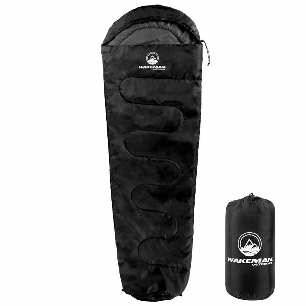 Mummy Sleeping Bag, Black, Wakeman Outdoors, Mfr#: 75-CMP1114