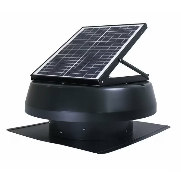 Black 14 in. HYBRID Smart Exhaust Solar Roof Attic Exhaust Fan, Cools up to 2000 sq ft., Iliving, Mfr#: ILG8SF301A