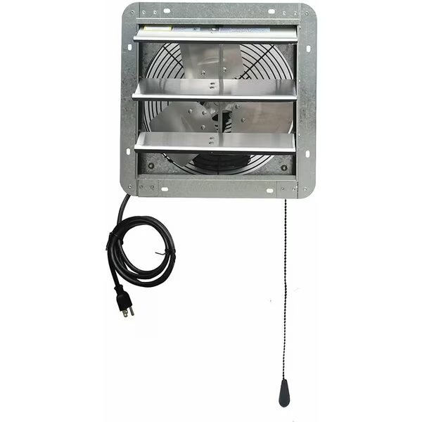 Silver 12 inch Shutter Exhaust Attic Garage Grow Fan with 3 Speed Thermostat 6 ft. 3 Plugs Cord, Iliving, Mfr#: ILG8SF12V-T
