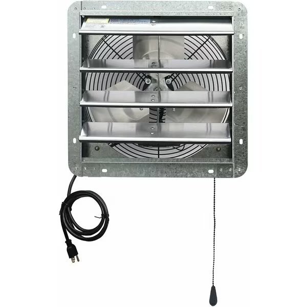 Silver 14 inch Shutter Exhaust Attic Garage Grow Fan with 3 Speed Thermostat 6 ft. 3 Plugs Cord, Iliving, Mfr#: ILG8SF14V-T