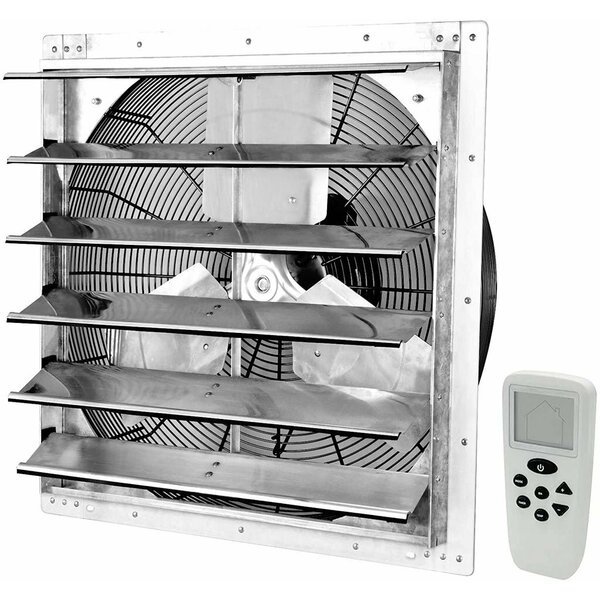 Silver 20 in. 3368 CFM Smart Remote Shutter Exhaust Fan with Thermostat, Humidistat, Variable Speed, Iliving, Mfr#: ILG8SF20VC