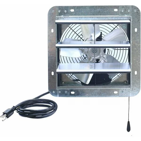 Silver 10 inch Shutter Exhaust Attic Garage Grow Fan with 3 Speed Thermostat 6 ft. 3 Plugs Cord, Iliving, Mfr#: ILG8SF10V-T