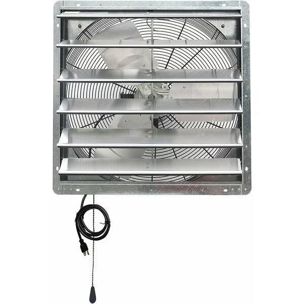 Silver 24 inch Shutter Exhaust Attic Garage Grow Fan with 2 Speed Thermostat 6 ft. 3 Plugs Cord, Iliving, Mfr#: ILG8SF24V-T