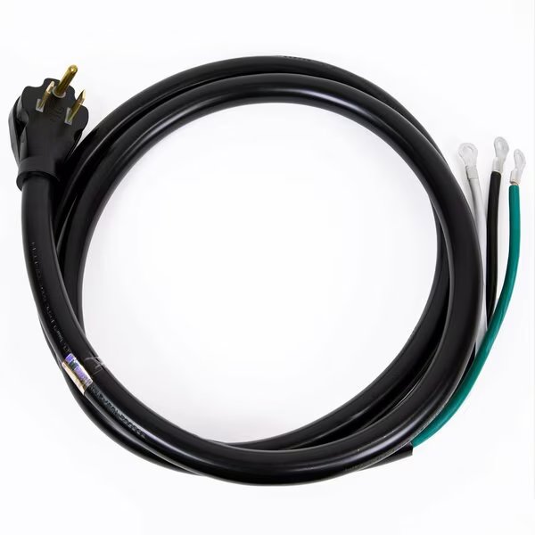 Black 15 Feet 50A Power Cord with NEMA 6-50P Plug Open End with Eyelet 6-2 Gauge UL listed, Dr Infrared Heater, Mfr#: DR-PS102