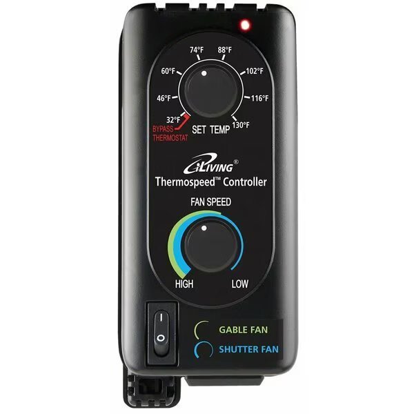 Black Thermospeed Controller For Variable Speed Exhaust Fan, Iliving, Mfr#: ILG8SFST