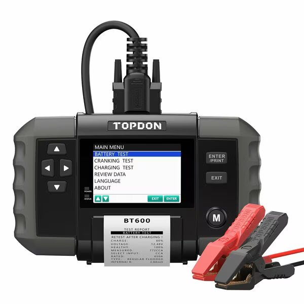 Battery, Charging System, and Cranking System Analyzer with BuiltIn Printer, Topdon, Mfr#: BT600