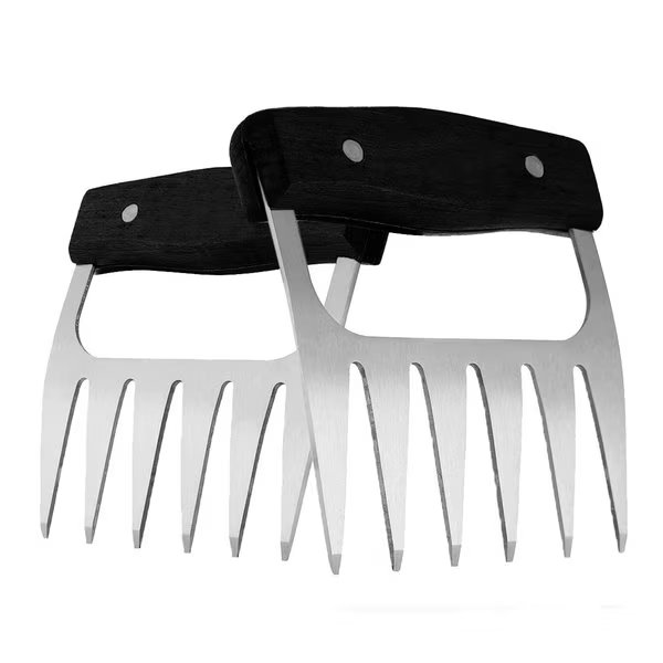Stainless Steel Meat-Shredding Claws With Wooden Handle, Black, 1947Kitchen, Mfr#: TI-2TYSSS-BLA