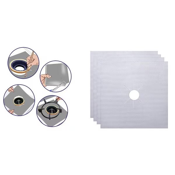 Non-Stick Stove Covers and Burner Protector, 4PK, 1947Kitchen, Mfr#: TI-4SFC-SIL