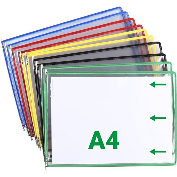 Assorted Color A4 Size Display Pockets, Landscape Mode, PK10, Tarifold, Mfr#: P090A4LAN