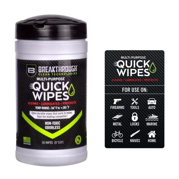 Multi-Purpose CLP Quick Wipes, 5 in. x 6 in., 50-Pack Canister, Breakthrough Clean Technologies, Mfr#: BT-CLP-QW-50