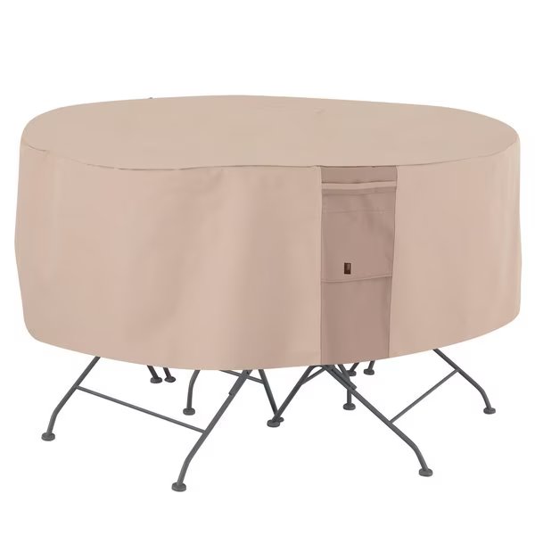 Monterey Round Patio Table & Chair Set Cover, 94 in. Diameter x 23 in. H, Beige, Modern Leisure, Mfr#: 2911