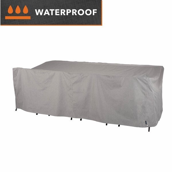 Garrison Rect/Oval Patio Table & Chair Set Cover, Waterproof, 18 in. Lx64 in. Wx34 in. H, Granite, Modern Leisure, Mfr#: 3005